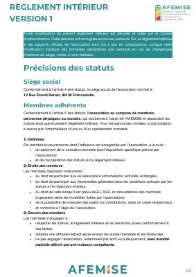 Afemise Miniature Reglement Interieur